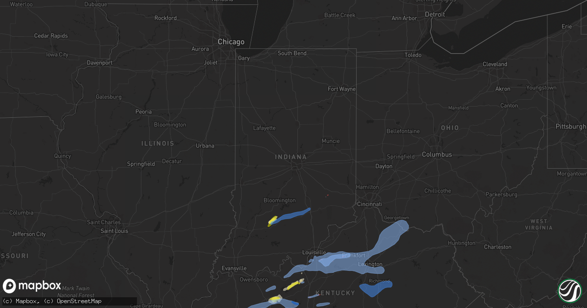 Hail map in Indiana on April 13, 2022