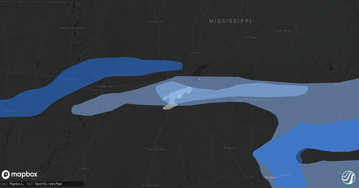 Hail map in Jackson, MS on April 13, 2022