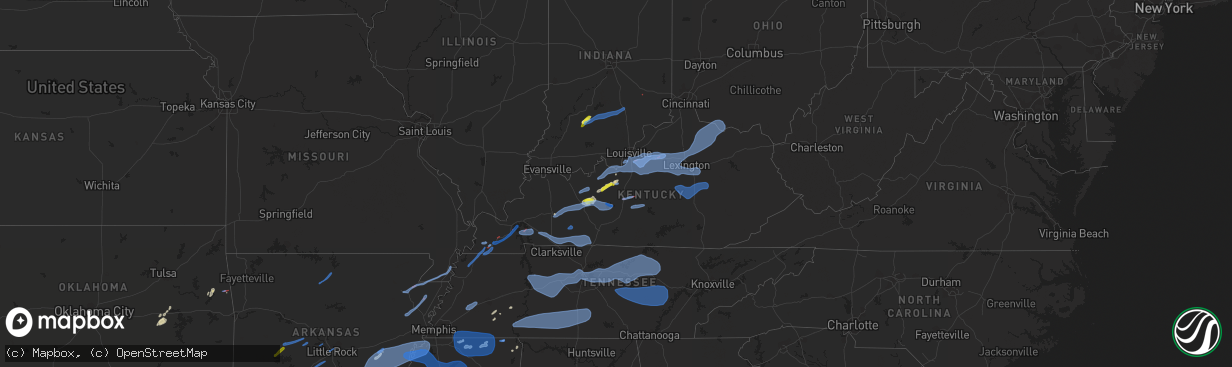 Hail map in Kentucky on April 13, 2022