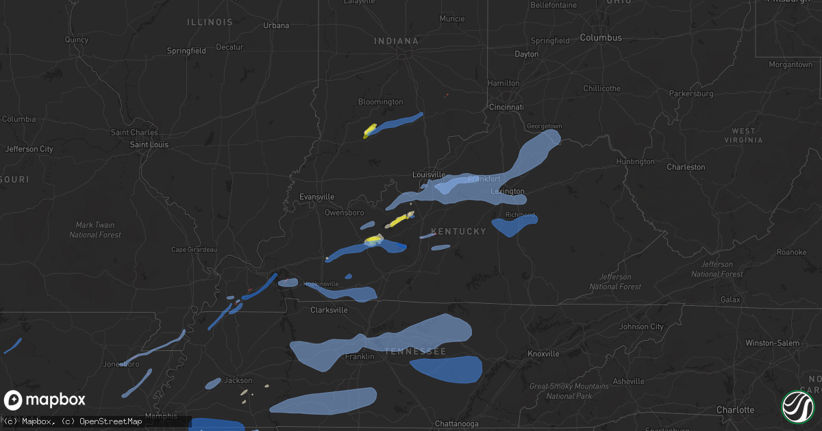 Hail map in Kentucky on April 13, 2022
