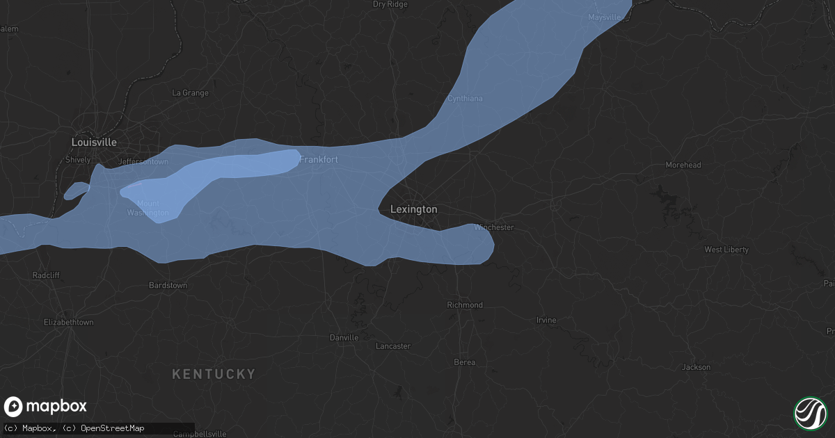 Hail map in Lexington, KY on April 13, 2022