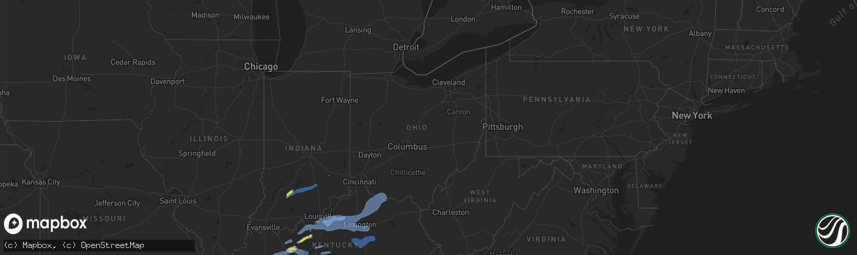 Hail map in Ohio on April 13, 2022