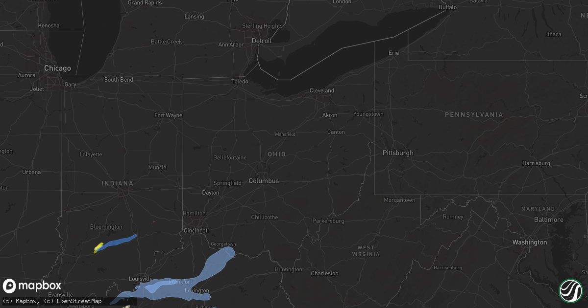 Hail map in Ohio on April 13, 2022