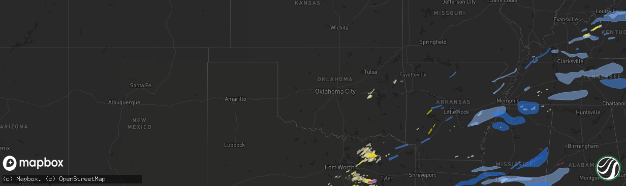 Hail map in Oklahoma on April 13, 2022