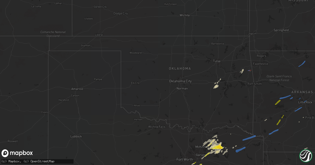 Hail map in Oklahoma on April 13, 2022