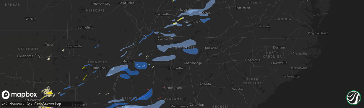 Hail map in Tennessee on April 13, 2022