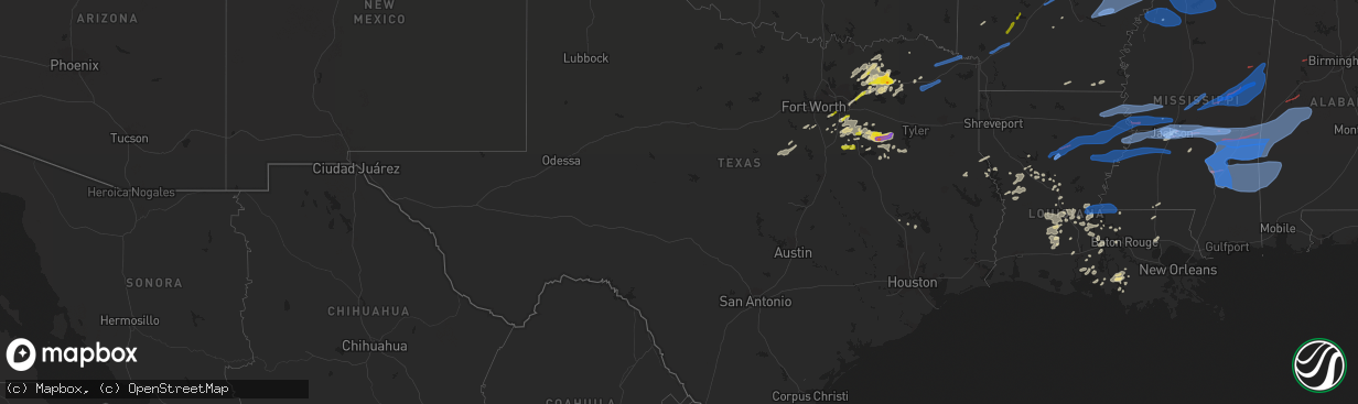 Hail map in Texas on April 13, 2022