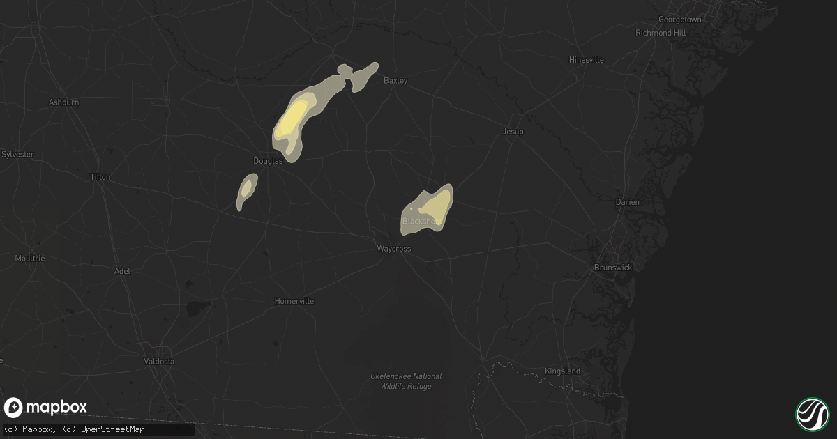 Hail map in Blackshear, GA on April 13, 2023