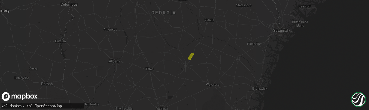 Hail map in Broxton, GA on April 13, 2023