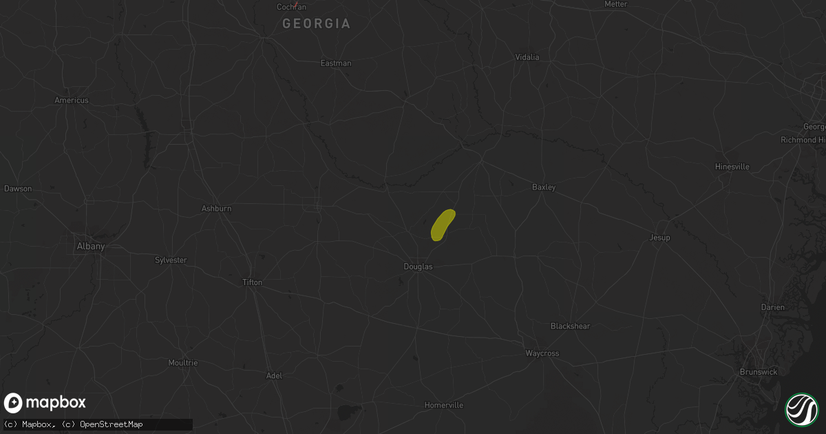 Hail map in Broxton, GA on April 13, 2023