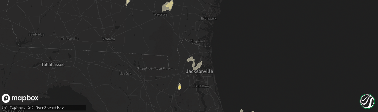 Hail map in Callahan, FL on April 13, 2023