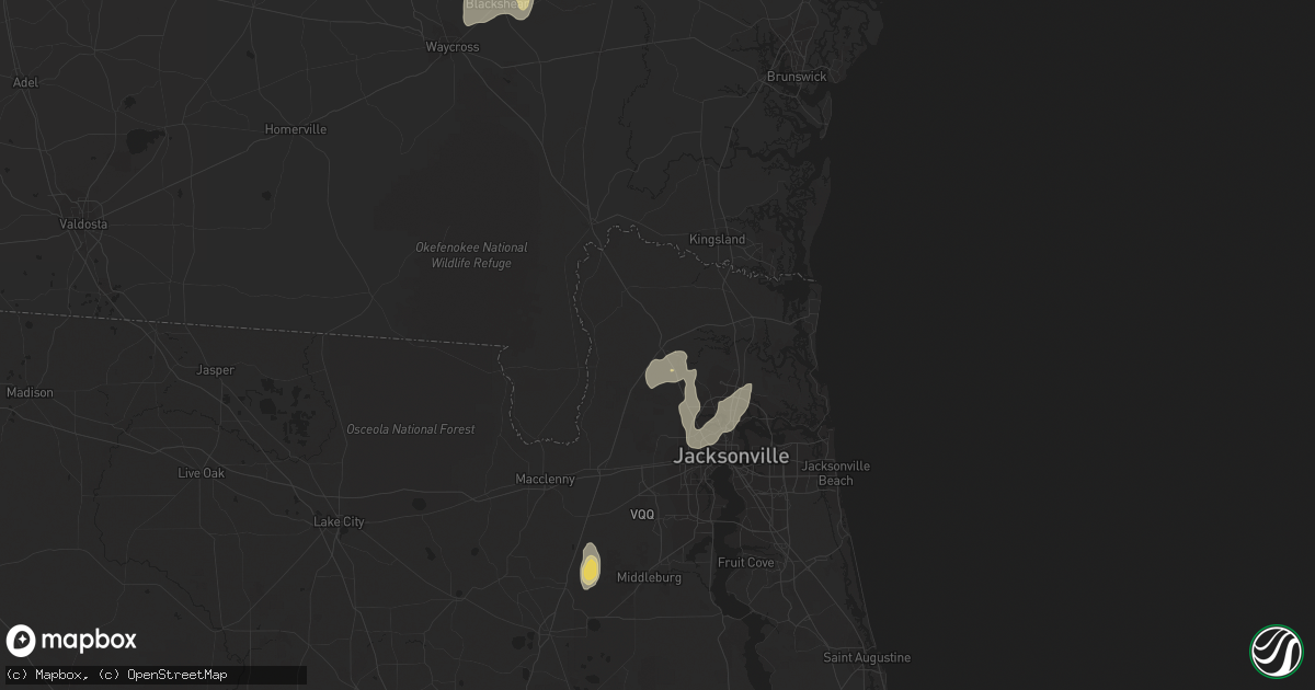 Hail map in Callahan, FL on April 13, 2023