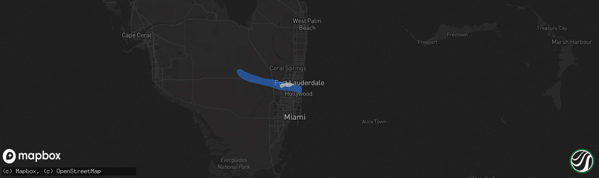 Hail map in Dania, FL on April 13, 2023