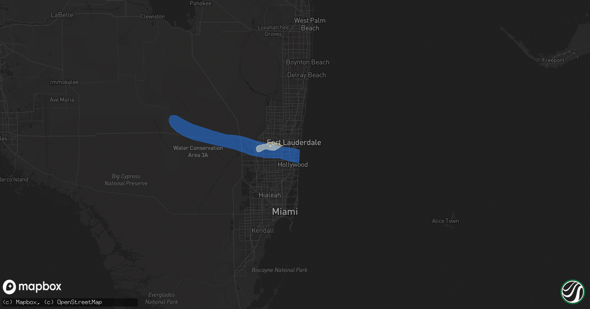 Hail map in Dania, FL on April 13, 2023