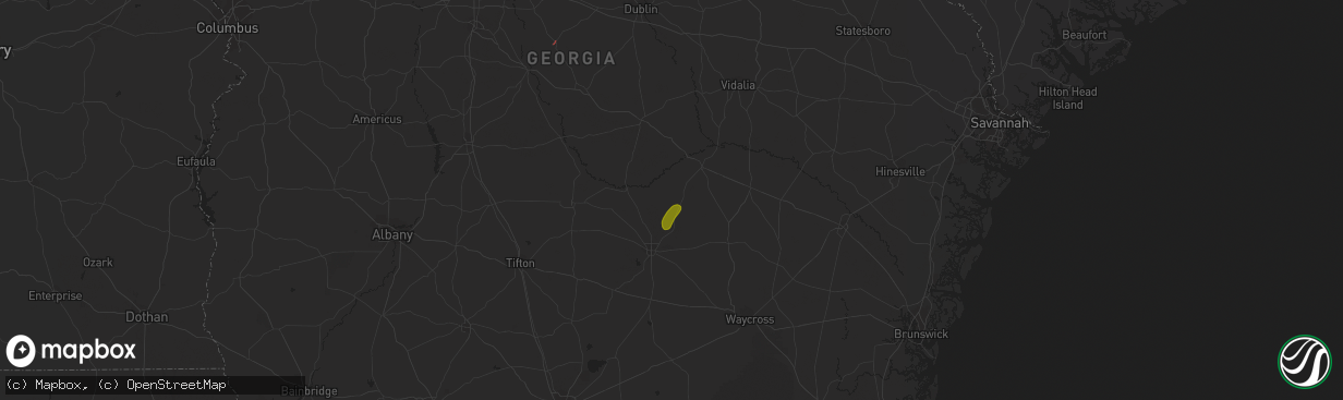 Hail map in Denton, GA on April 13, 2023