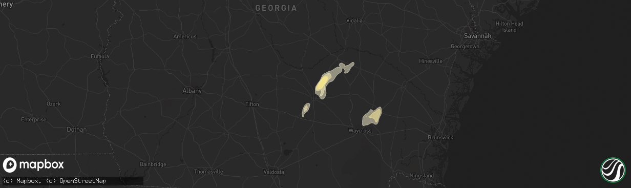 Hail map in Douglas, GA on April 13, 2023