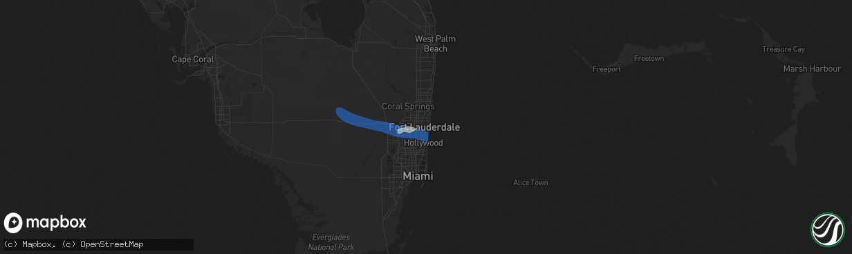 Hail map in Fort Lauderdale, FL on April 13, 2023