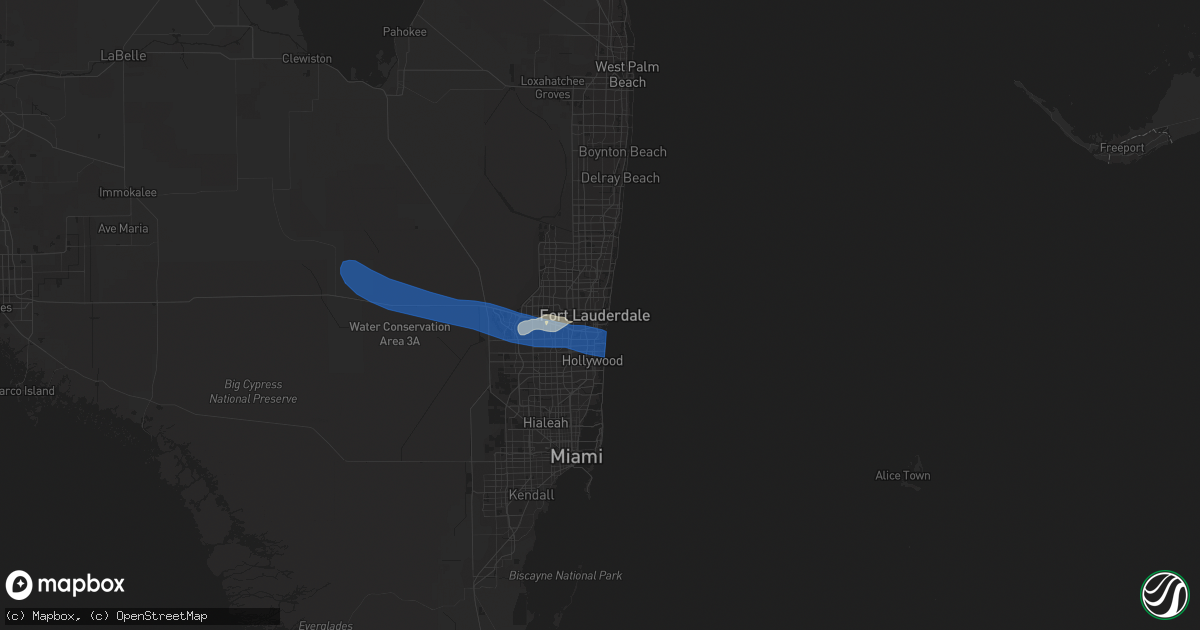 Hail map in Fort Lauderdale, FL on April 13, 2023