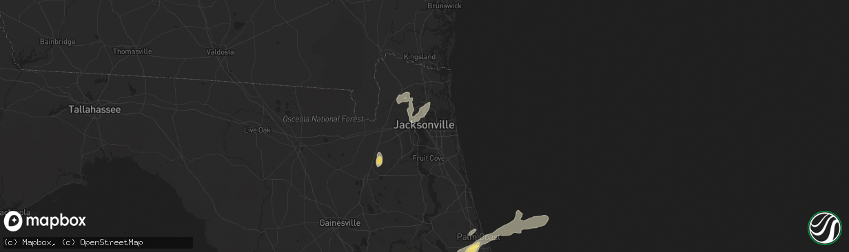 Hail map in Jacksonville, FL on April 13, 2023