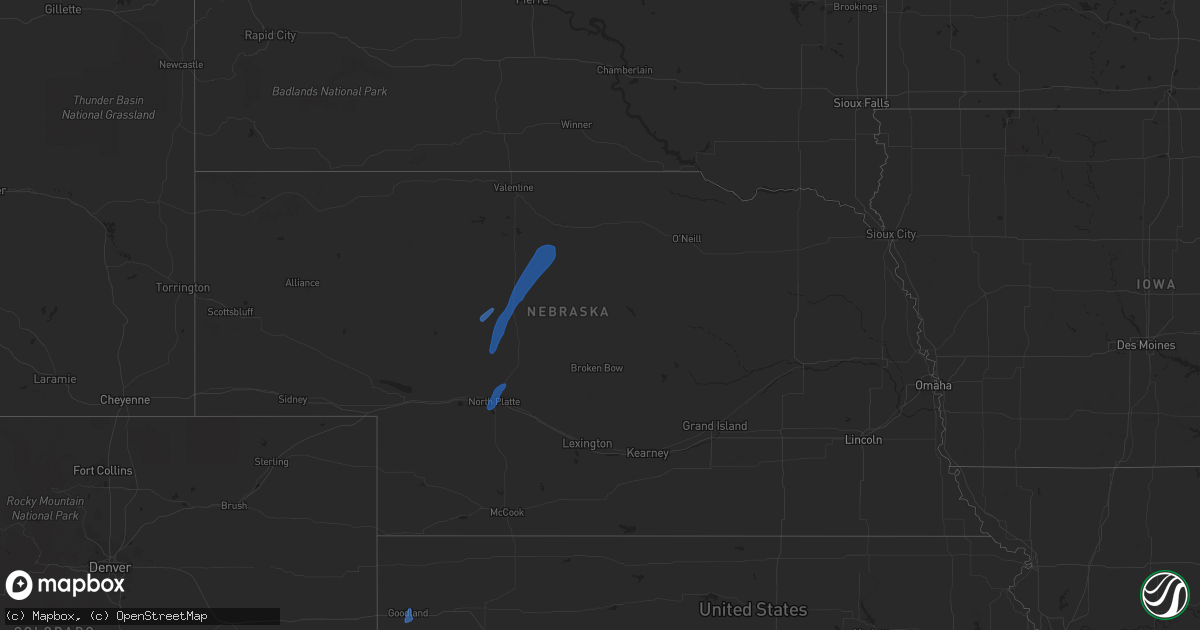 Hail map in Nebraska on April 13, 2023
