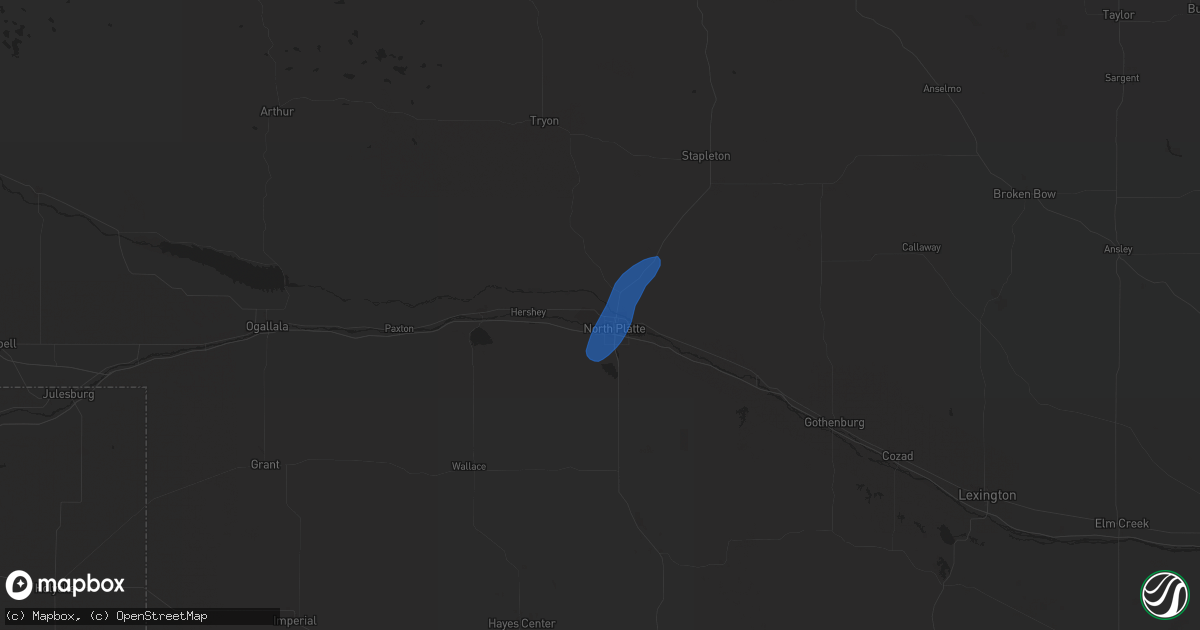 Hail map in North Platte, NE on April 13, 2023