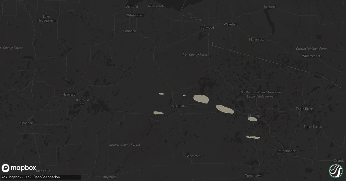 Hail map in Butternut, WI on April 13, 2024