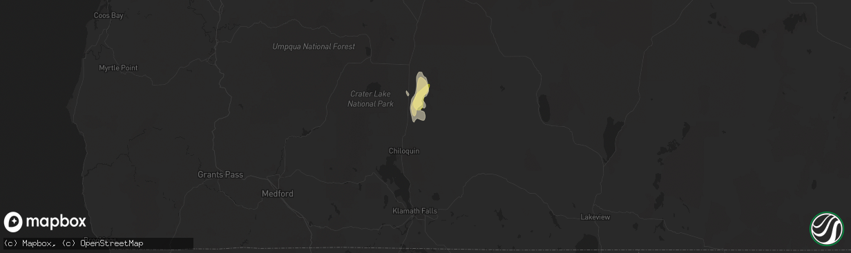 Hail map in Chiloquin, OR on April 13, 2024