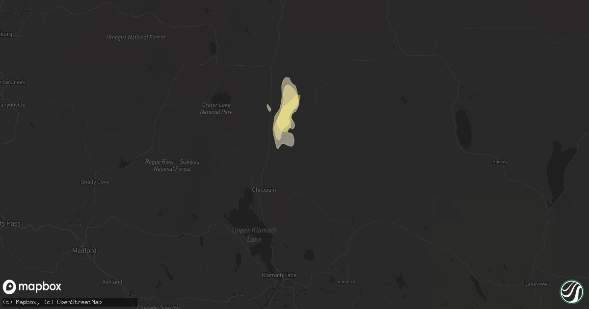 Hail map in Chiloquin, OR on April 13, 2024