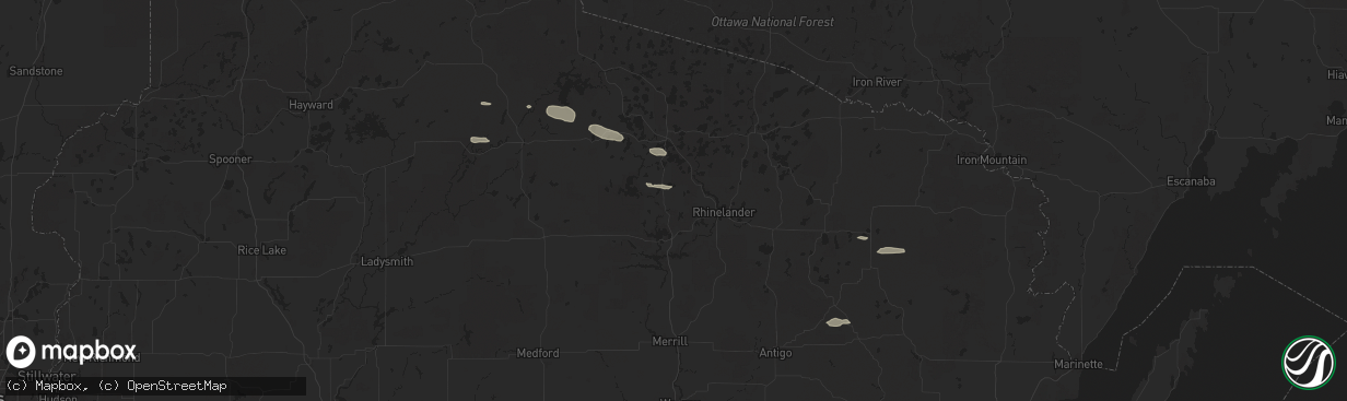 Hail map in Harshaw, WI on April 13, 2024