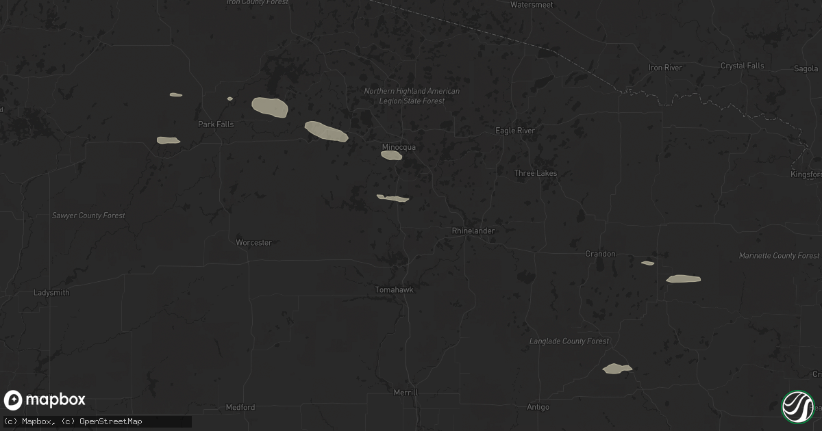 Hail map in Harshaw, WI on April 13, 2024