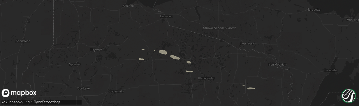 Hail map in Lac Du Flambeau, WI on April 13, 2024