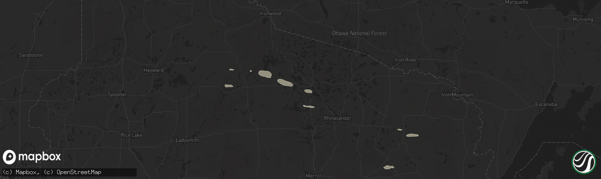 Hail map in Minocqua, WI on April 13, 2024