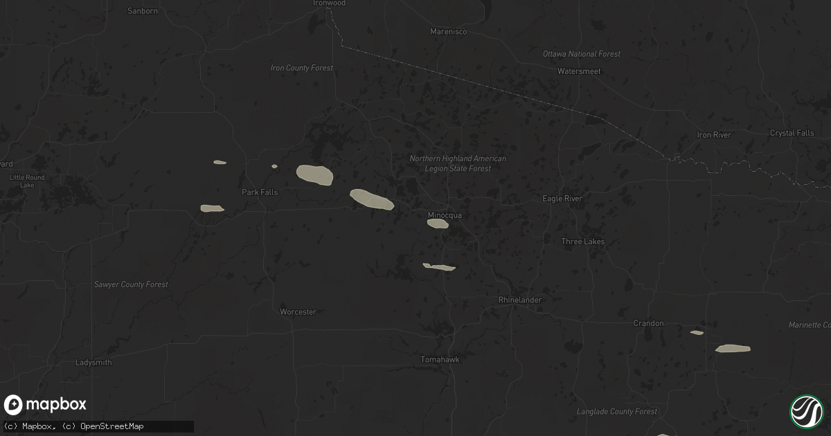 Hail map in Minocqua, WI on April 13, 2024