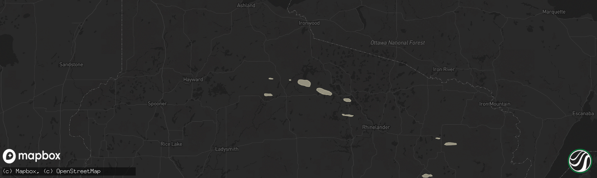 Hail map in Park Falls, WI on April 13, 2024