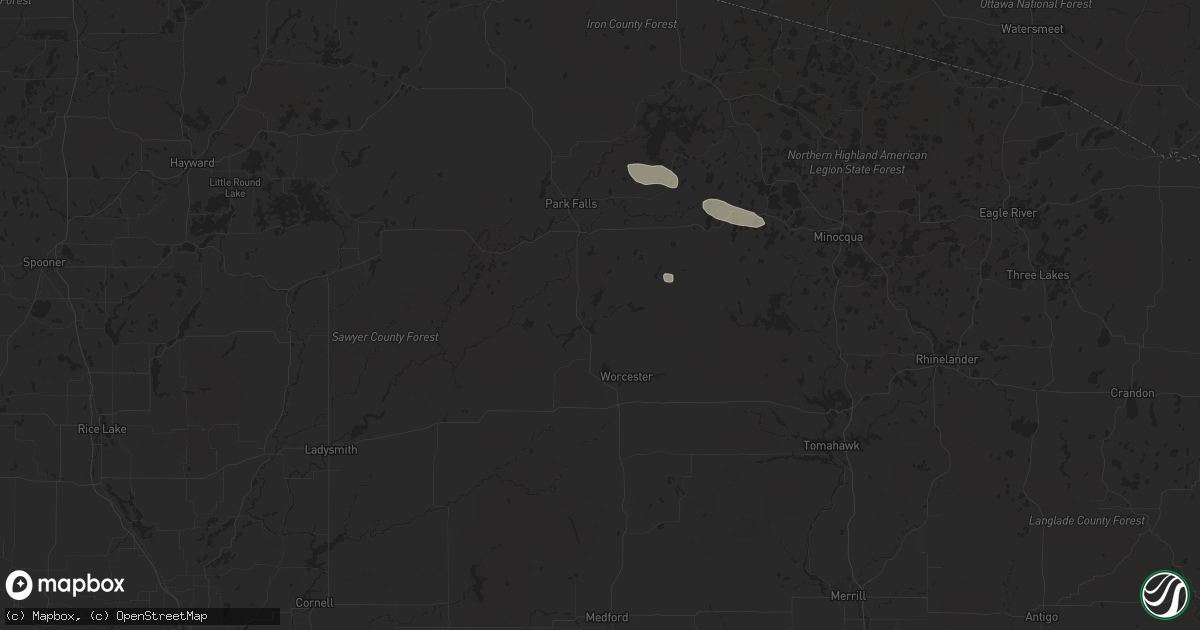 Hail map in Phillips, WI on April 13, 2024