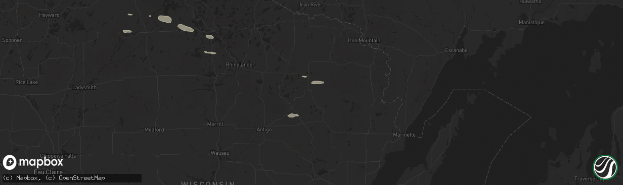 Hail map in Wabeno, WI on April 13, 2024