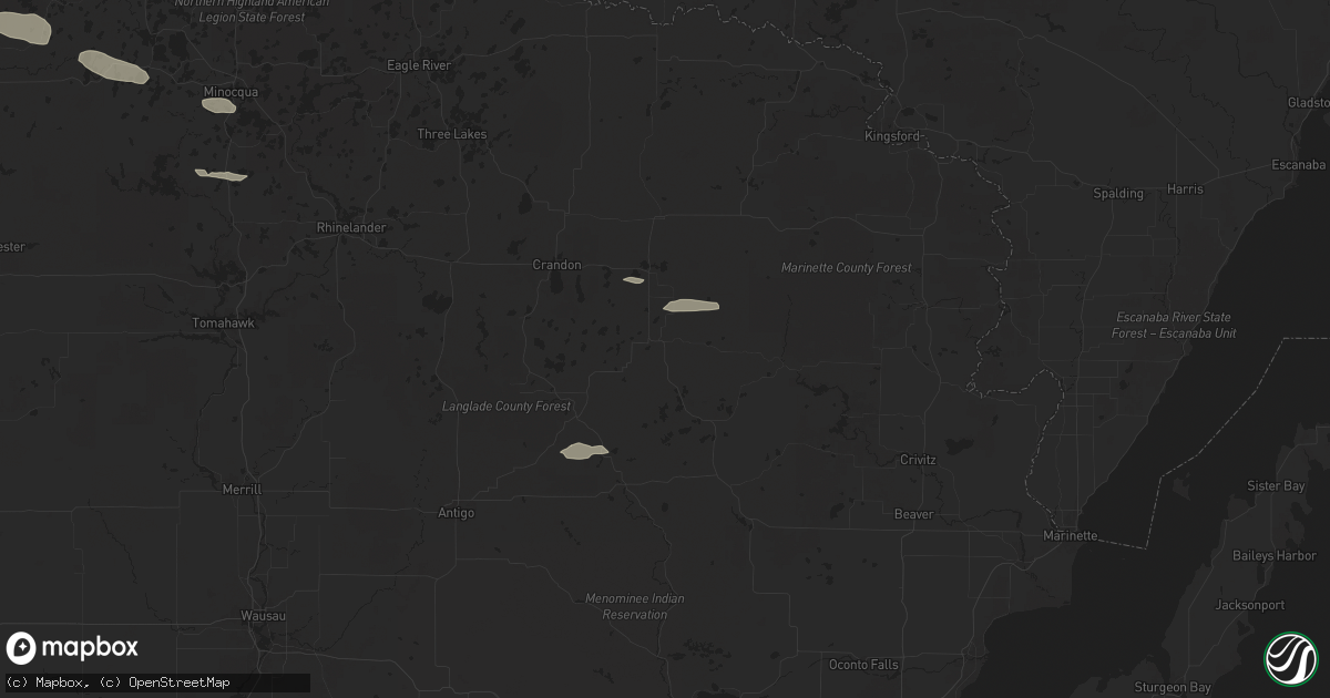 Hail map in Wabeno, WI on April 13, 2024