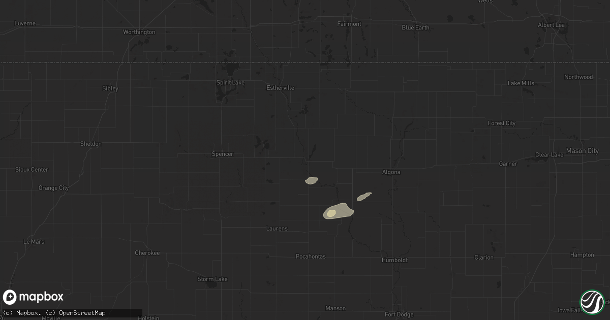 Hail map in Emmetsburg, IA on April 13, 2025