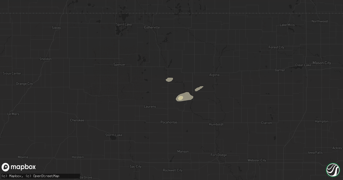 Hail map in Mallard, IA on April 13, 2025