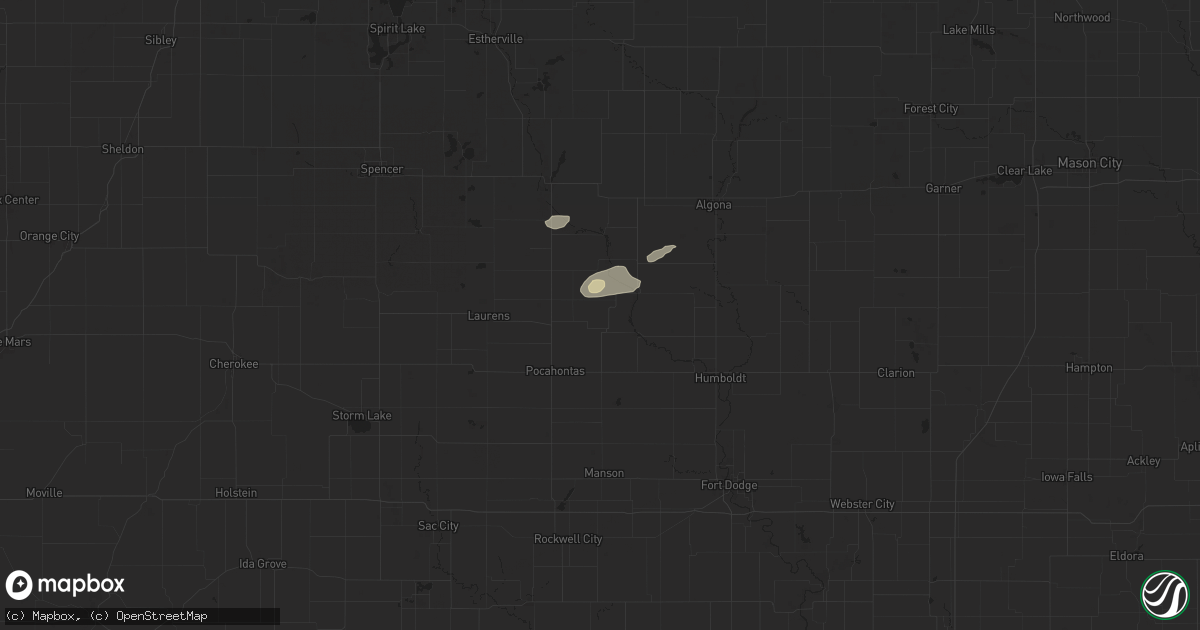 Hail map in Rolfe, IA on April 13, 2025