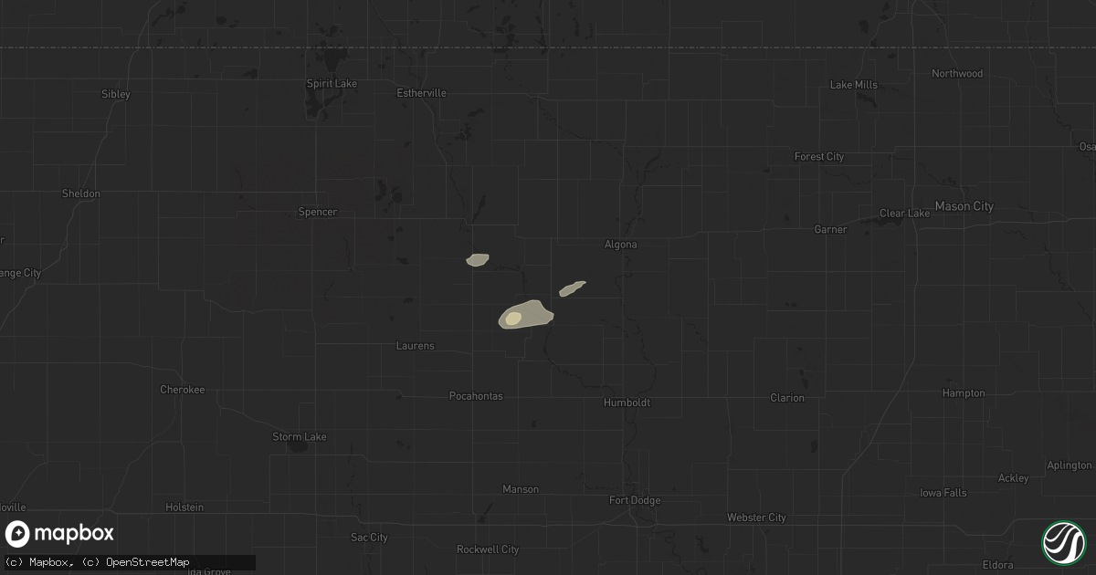 Hail map in West Bend, IA on April 13, 2025