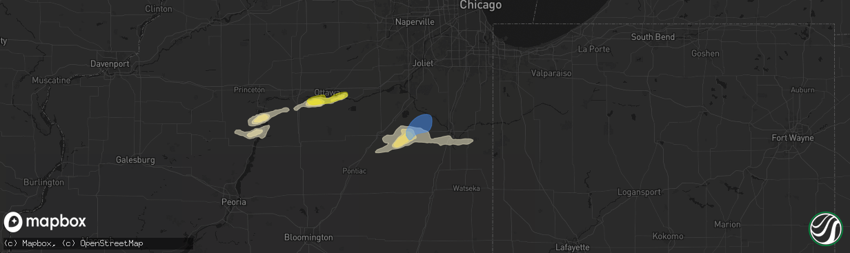 Hail map in Bonfield, IL on April 13, 2026