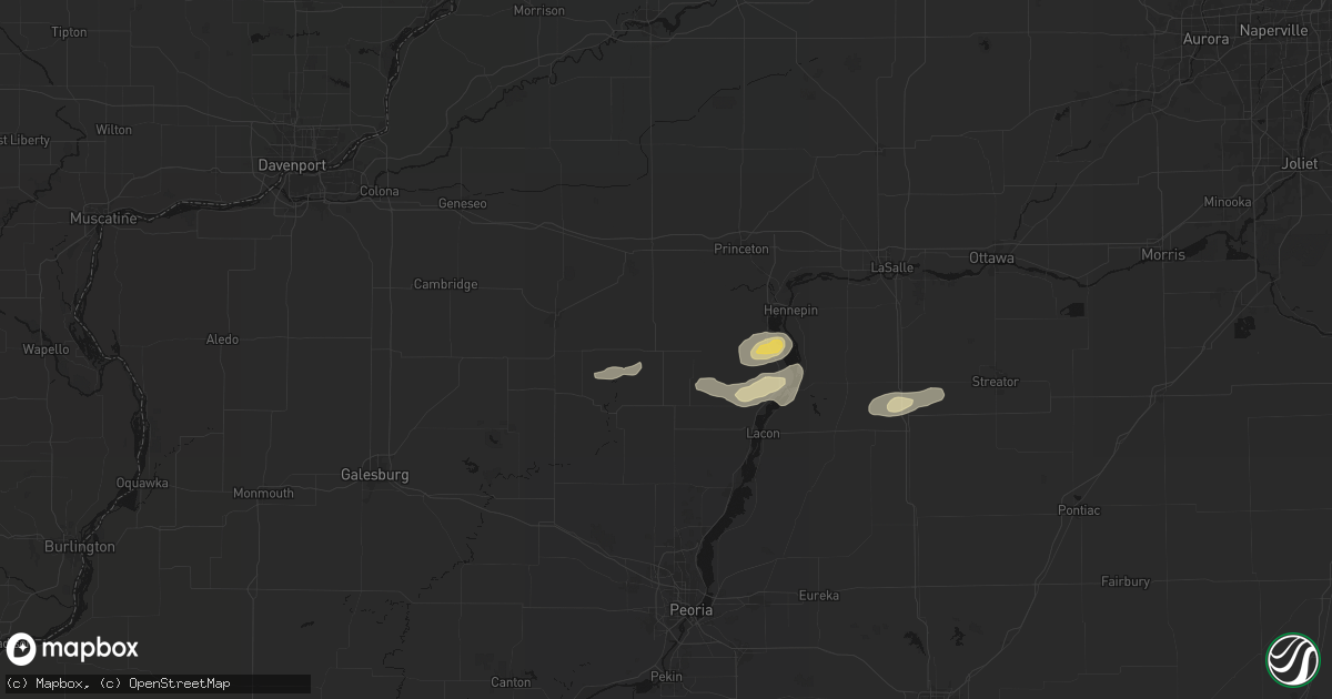 Hail map in Bradford, IL on April 13, 2026