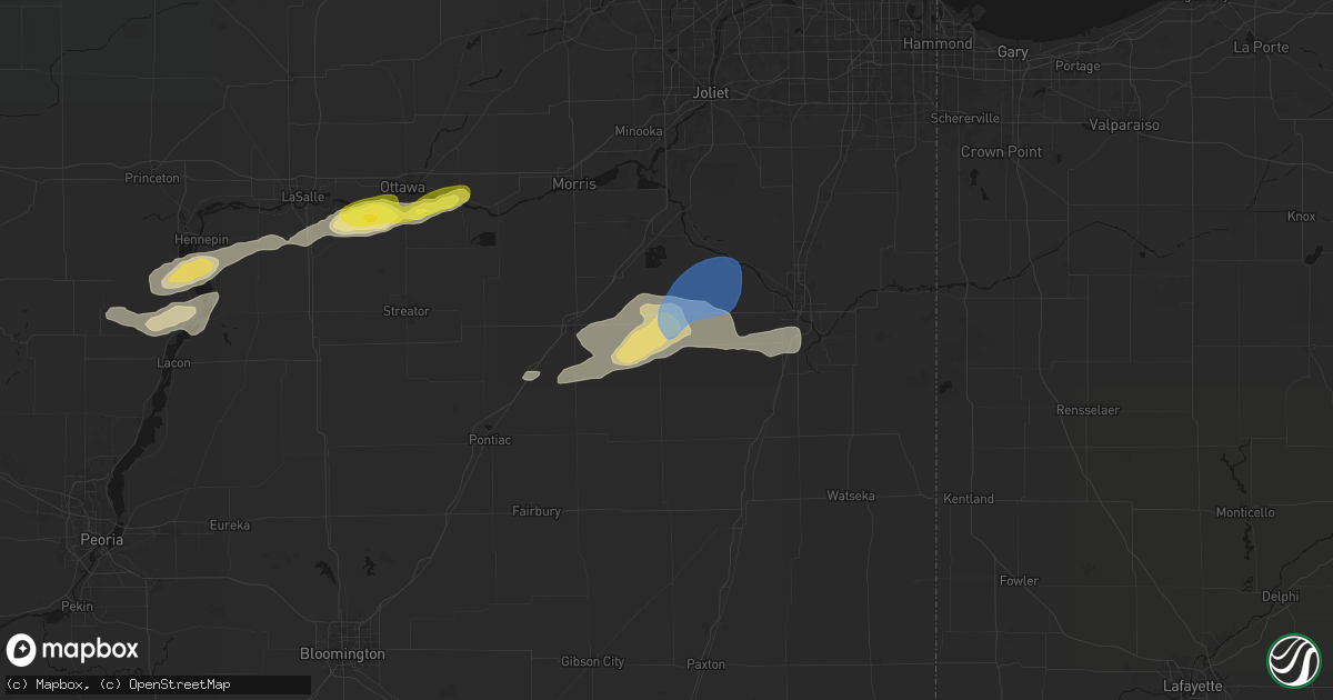 Hail map in Buckingham, IL on April 13, 2026