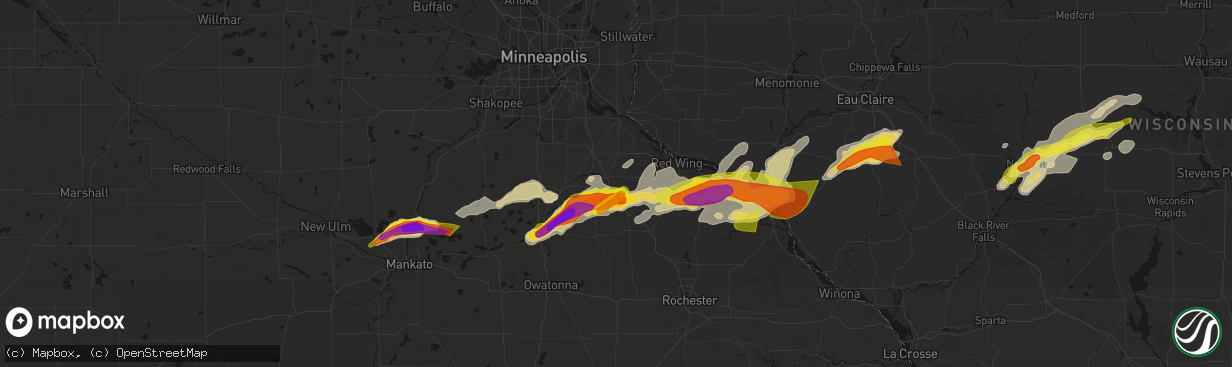 Hail map in Cannon Falls, MN on April 13, 2026