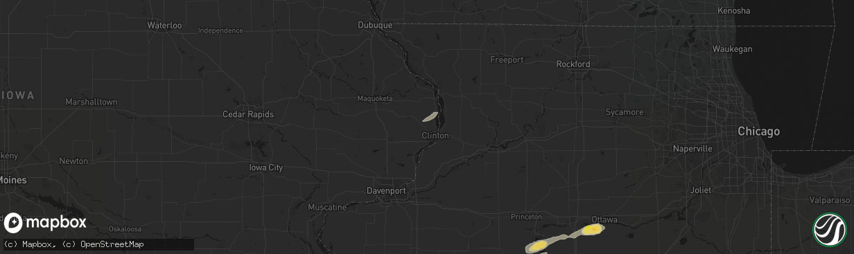Hail map in Clinton, IA on April 13, 2026