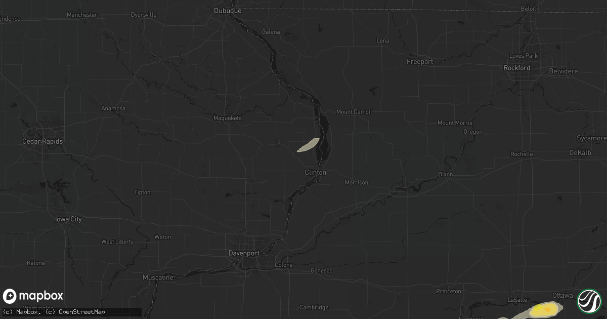 Hail map in Clinton, IA on April 13, 2026
