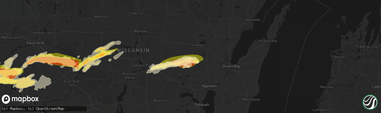 Hail map in Clintonville, WI on April 13, 2026