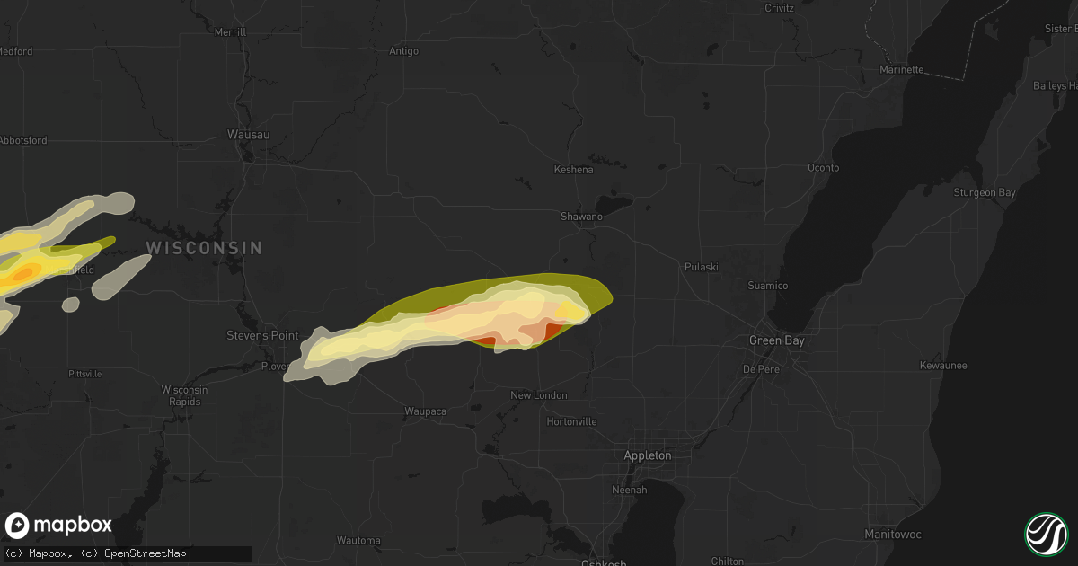 Hail map in Clintonville, WI on April 13, 2026