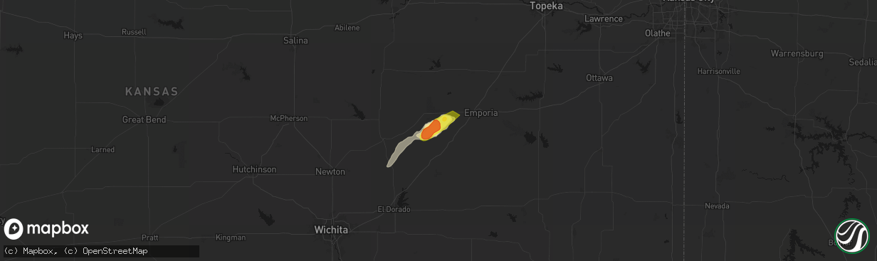 Hail map in Cottonwood Falls, KS on April 13, 2026